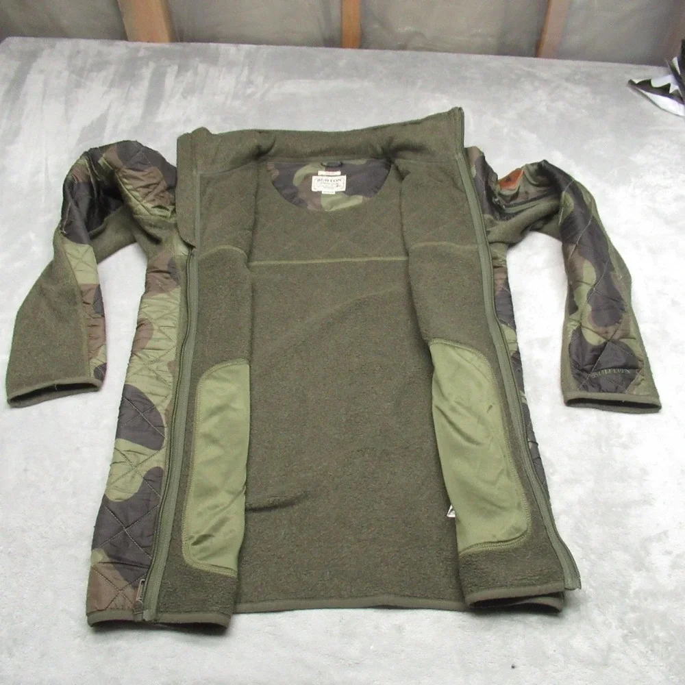Burton‎ Pierce Fleece Jacket Men Small Green Camo Full Zip Hybrid Ski Outdoor